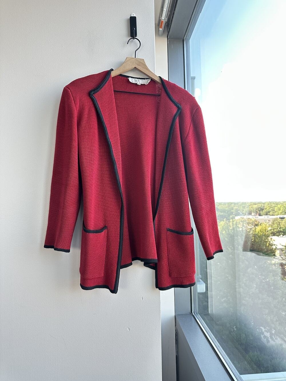 Vintage Christian Dior 100% Wool Cardigan Jacket Vibrant Cherry Sz 8